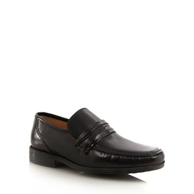 Clarks Wide fit black leather stab stitched loafers